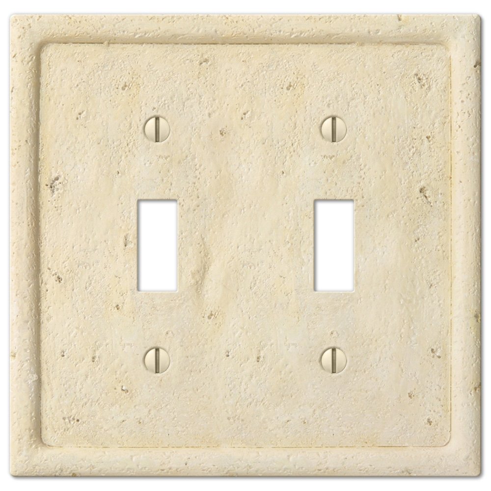 Amerelle Wallplates Resin Double Toggle Wallplate in Faux Slate Ivory