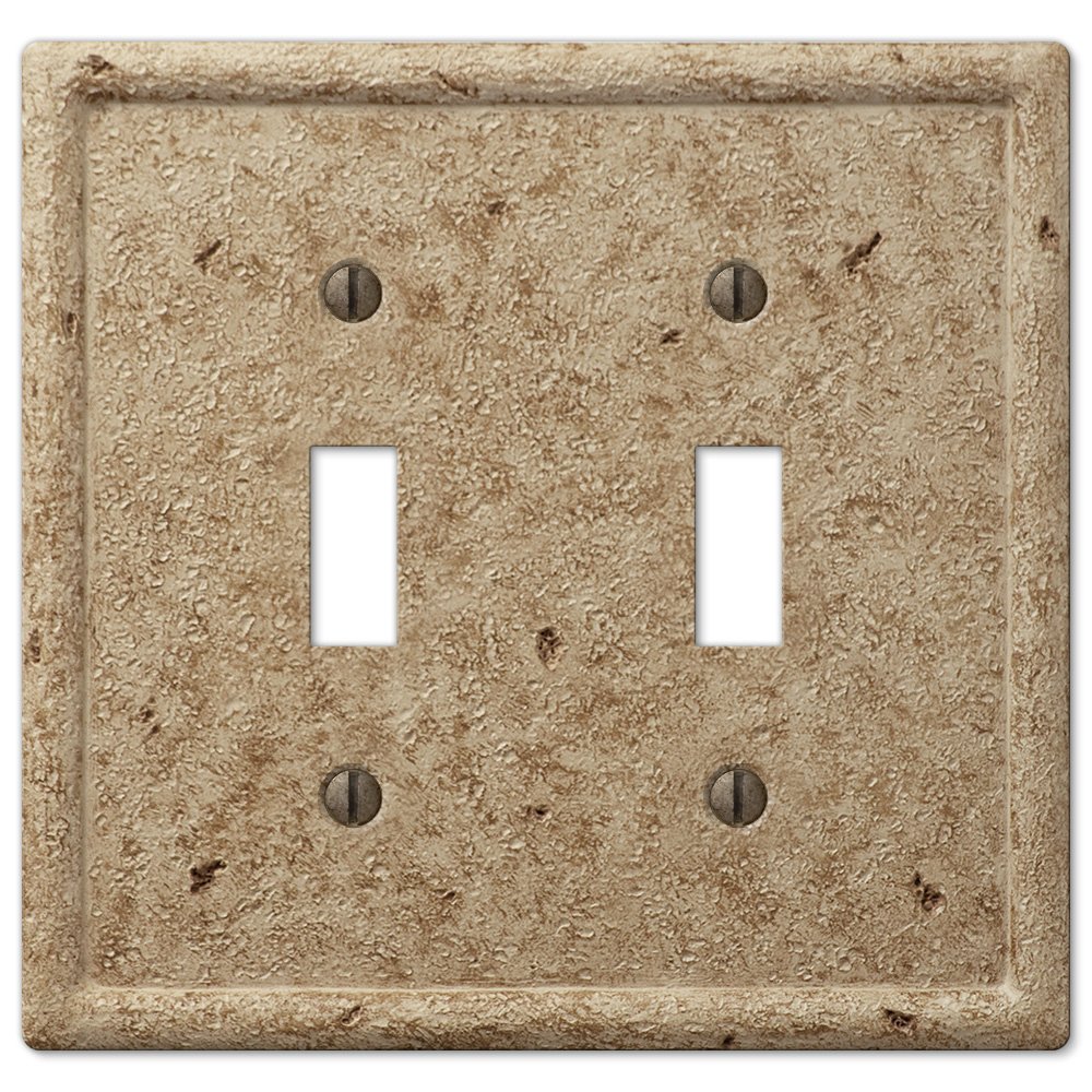 Amerelle Wallplates Resin Double Toggle Wallplate in Faux Slate Noce