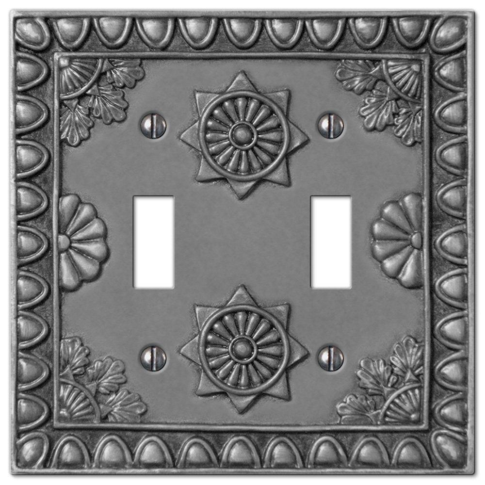 Amerelle Wallplates Resin Double Toggle Wallplate in Antique Pewter