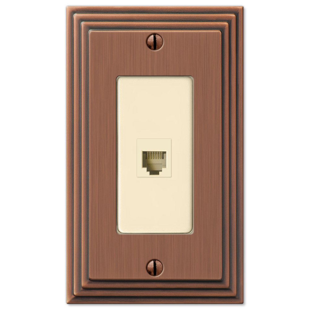 Amerelle Wallplates Single Phone Wallplate in Antique Copper
