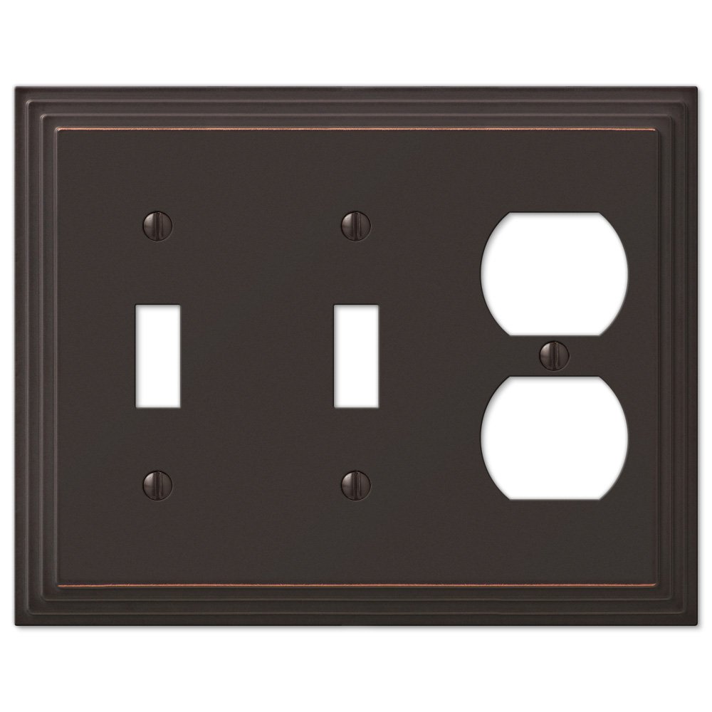 Amerelle Wallplates Double Toggle Single Duplex Combo Wallplate in Aged Bronze