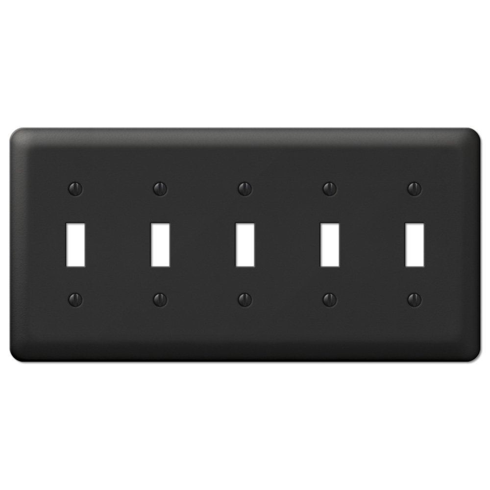 Amerelle Wallplates Quintuple Toggle Wallplate in Black