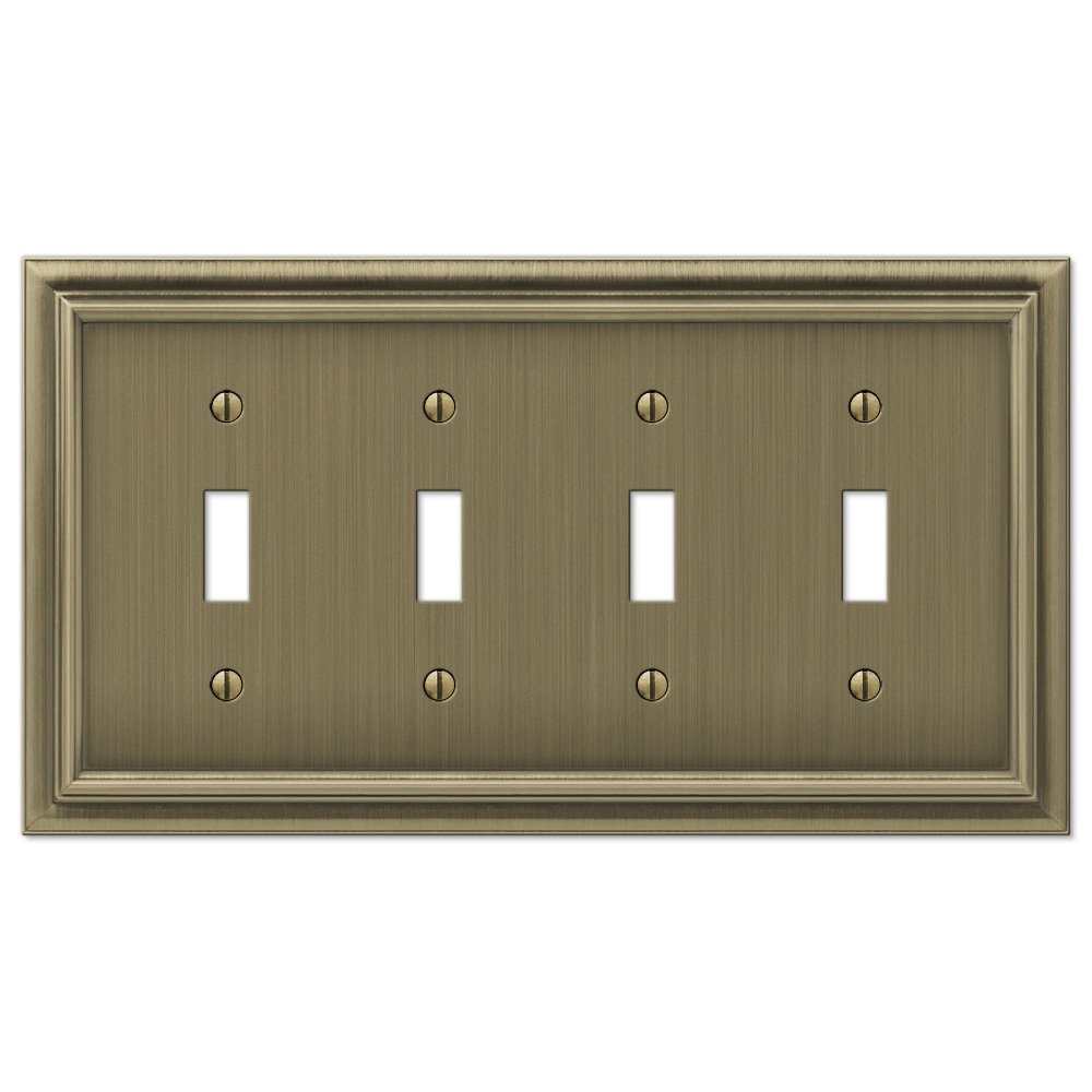 Amerelle Wallplates Quadruple Toggle Wallplate in Brushed Brass