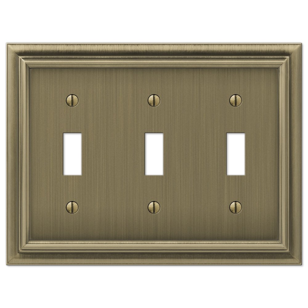 Amerelle Wallplates Triple Toggle Wallplate in Brushed Brass