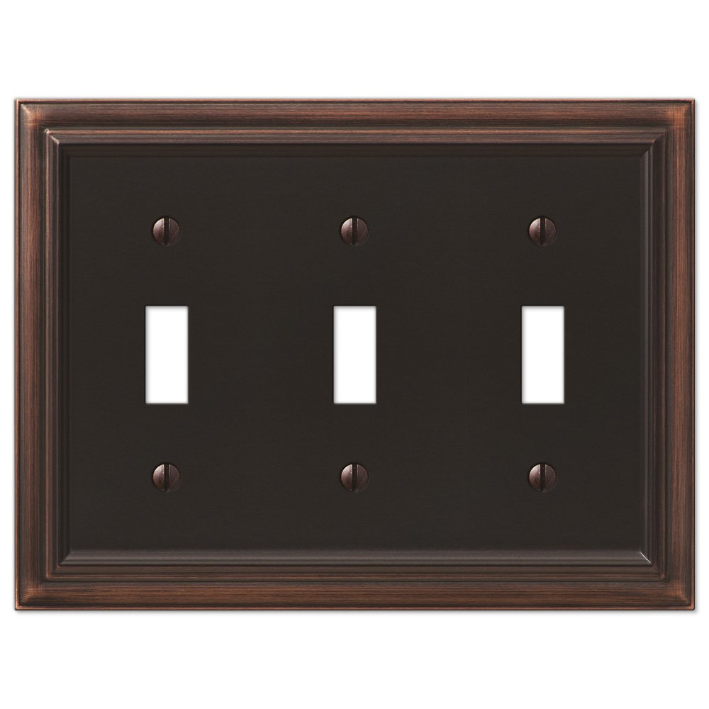 Amerelle Wallplates Triple Toggle Wallplate in Aged Bronze