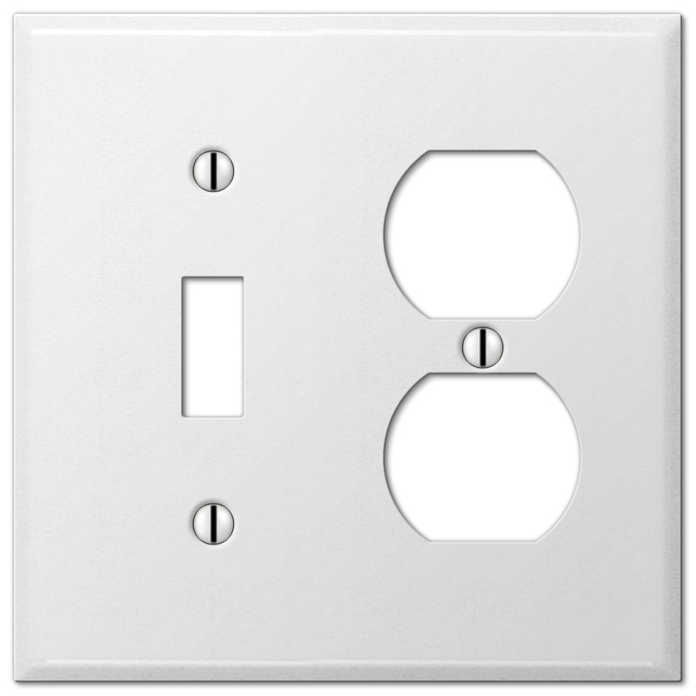 Amerelle Wallplates Single Toggle Single Duplex Combo Wallplate in White Smooth