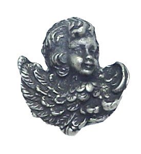 Anne at Home Cherub in Wings (Wings Upward Left) Knob in Pewter with Cherry Wash