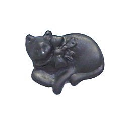 Anne at Home Calico Cat Knob (Facing Left) in Black with Bronze Wash