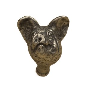 Anne at Home Pig head Knob in Pewter with Bronze Wash