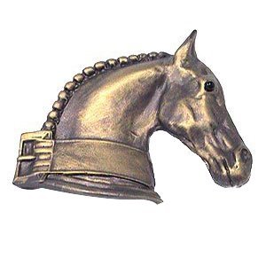 Anne at Home Horse w/ Strap Knob (Facing Right) in Pewter with Bronze Wash