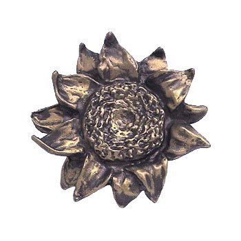 Anne at Home Sunflower Knob - Small in Black with Terra Cotta Wash