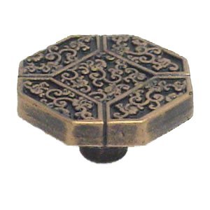 Anne at Home Asian Octagonal Knob - 2" in Rust with Verde Wash