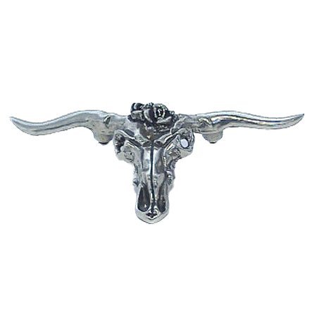 Anne at Home Long Horn Skull Pull in Brushed Natural Pewter