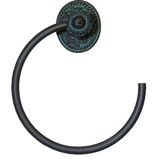 Anne at Home Bathroom Accessory Oak Leaf Towel Ring in Rust with Verde Wash