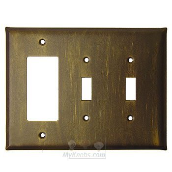 Anne at Home Plain Switchplate Combo Rocker/GFI DoubleToggle Switchplate in Satin Pewter