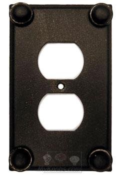 Anne at Home Button Switchplate Duplex Outlet Switchplate in Pewter with Maple Wash
