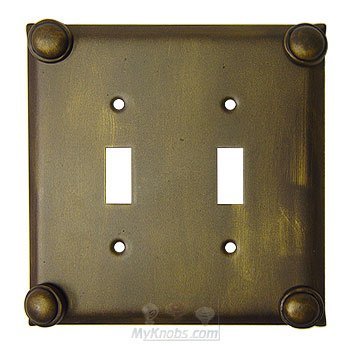 Anne at Home Button Switchplate Double Toggle Switchplate in Black with Chocolate Wash