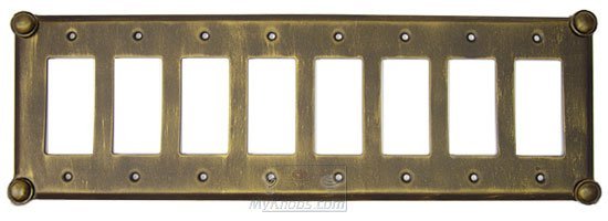 Anne at Home Button Switchplate Eight Gang Rocker/GFI Switchplate in Antique Gold