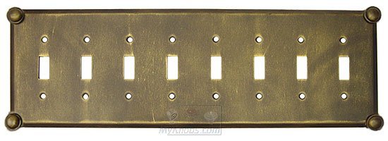 Anne at Home Button Switchplate Eight Gang Toggle Switchplate in Bronze with Black Wash