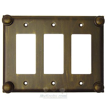 Anne at Home Button Switchplate Triple Rocker/GFI Switchplate in Rust with Copper Wash