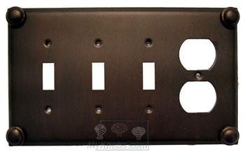 Anne at Home Button Switchplate Combo Duplex Outlet Triple Toggle Switchplate in Black with Bronze Wash