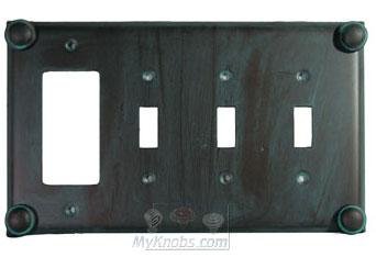 Anne at Home Button Switchplate Combo Rocker/GFI Triple Toggle Switchplate in Rust with Copper Wash