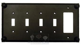 Anne at Home Button Switchplate Combo Rocker/GFI Quadruple Toggle Switchplate in Black