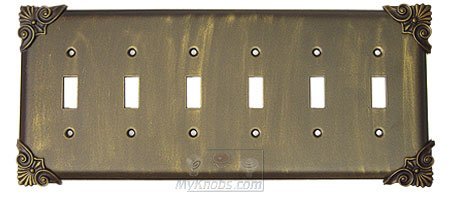 Anne at Home Corinthia Switchplate Six Gang Toggle Switchplate in Bronze with Black Wash