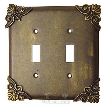 Anne at Home Corinthia Switchplate Double Toggle Switchplate in Black with Steel Wash