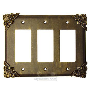 Anne at Home Corinthia Switchplate Triple Rocker/GFI Switchplate in Black with Chocolate Wash