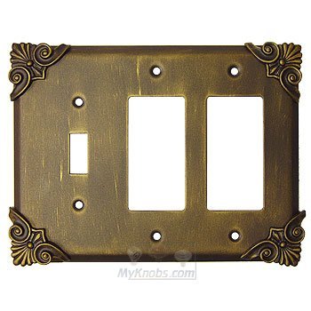 Anne at Home Corinthia Switchplate Combo Double Rocker/GFI Single Toggle Switchplate in Antique Bronze