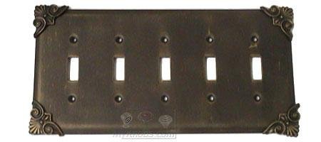 Anne at Home Corinthia Switchplate Five Gang Toggle Switchplate in Bronze with Black Wash
