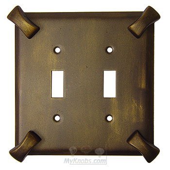 Anne at Home Hammerhein Switchplate Double Toggle Switchplate in Black with Verde Wash