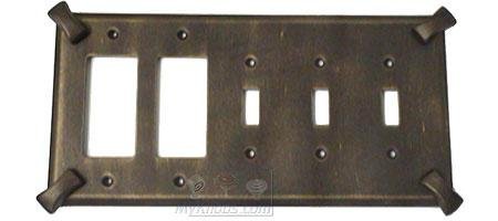 Anne at Home Hammerhein Switchplate Combo Double Rocker/GFI Triple Toggle Switchplate in Brushed Natural Pewter