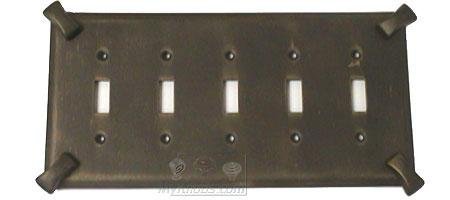 Anne at Home Hammerhein Switchplate Five Gang Toggle Switchplate in Satin Pewter