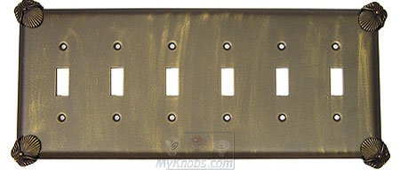 Anne at Home Oceanus Switchplate Six Gang Toggle Switchplate in Bronze