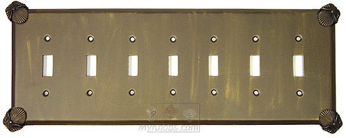 Anne at Home Oceanus Switchplate Seven Gang Toggle Switchplate in Pewter with Maple Wash