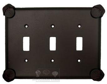 Anne at Home Oceanus Switchplate Triple Toggle Switchplate in Black with Steel Wash