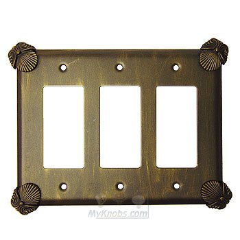 Anne at Home Oceanus Switchplate Triple Rocker/GFI Switchplate in Brushed Natural Pewter