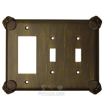 Anne at Home Oceanus Switchplate Combo Rocker/GFI Double Toggle Switchplate in Black with Bronze Wash