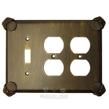 Anne at Home Oceanus Switchplate Combo Double Duplex Outlet Single Toggle Switchplate in Antique Bronze
