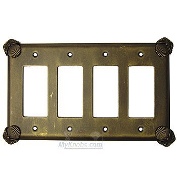 Anne at Home Oceanus Switchplate Quadruple Rocker/GFI Switchplate in Rust with Verde Wash