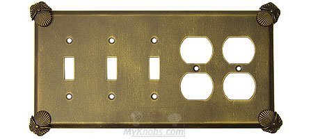 Anne at Home Oceanus Switchplate Combo Double Duplex Outlet Triple Toggle Switchplate in Copper Bright
