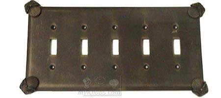 Anne at Home Oceanus Switchplate Five Gang Toggle Switchplate in Black with Bronze Wash