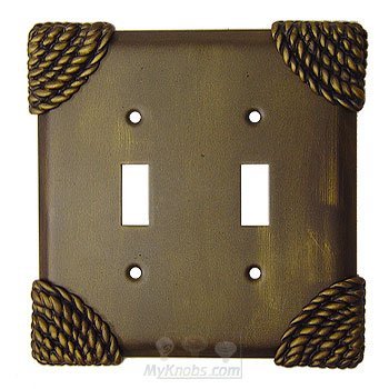 Anne at Home Roguery Switchplate Double Toggle Switchplate in Pewter with Verde Wash