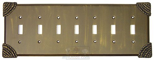 Anne at Home Roguery Switchplate Seven Gang Toggle Switchplate in Rust with Verde Wash