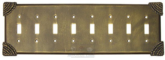 Anne at Home Roguery Switchplate Eight Gang Toggle Switchplate in Bronze with Verde Wash