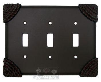 Anne at Home Roguery Switchplate Triple Toggle Switchplate in Black with Steel Wash