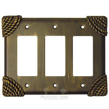 Anne at Home Roguery Switchplate Triple Rocker/GFI Switchplate in Satin Pearl