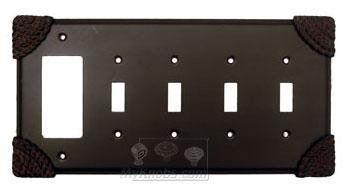 Anne at Home Roguery Switchplate Combo Rocker/GFI Quadruple Toggle Switchplate in Black